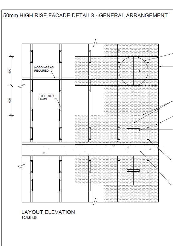 50mm Hebel Horizontal Facade Public (Rev E) Construction Detail