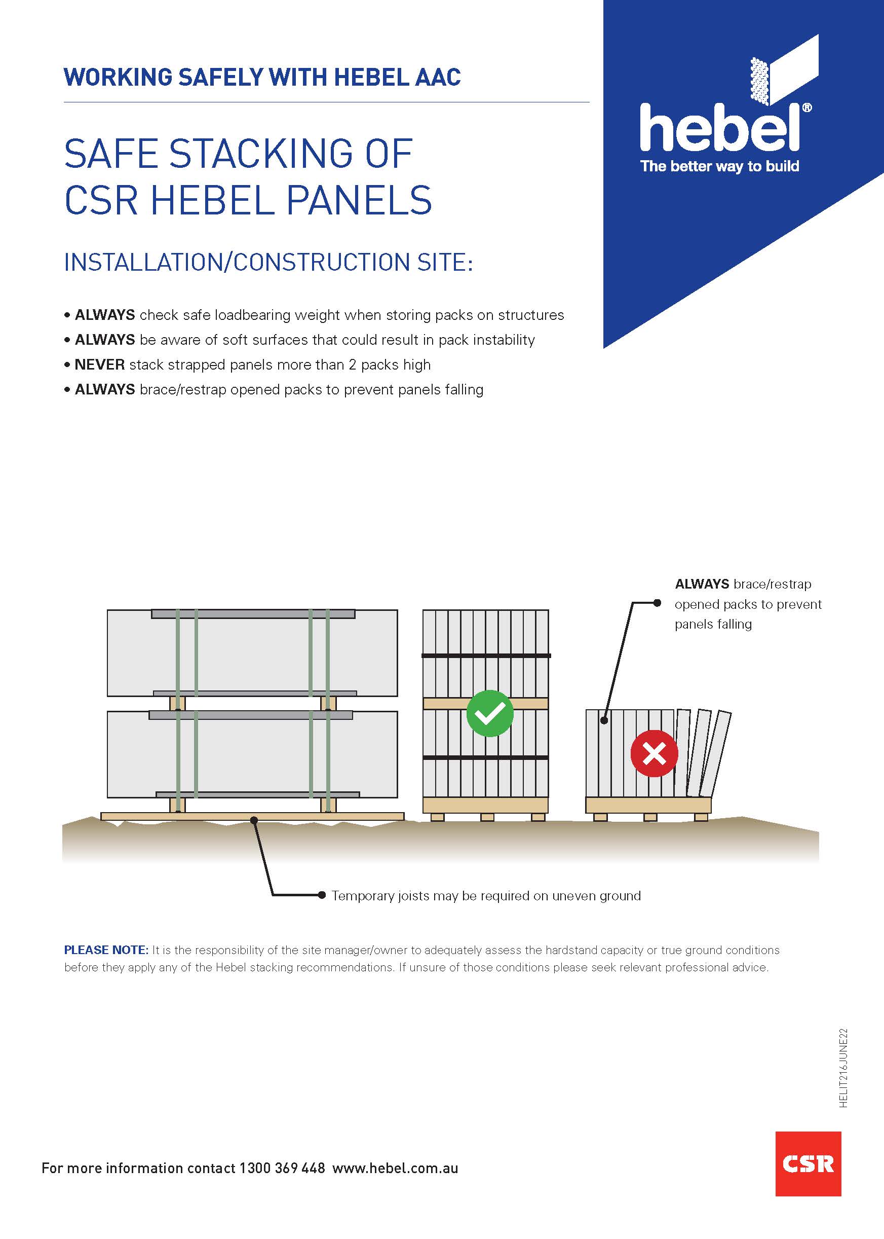 Hebel Safety Guide - Safe stacking of Hebel Panel